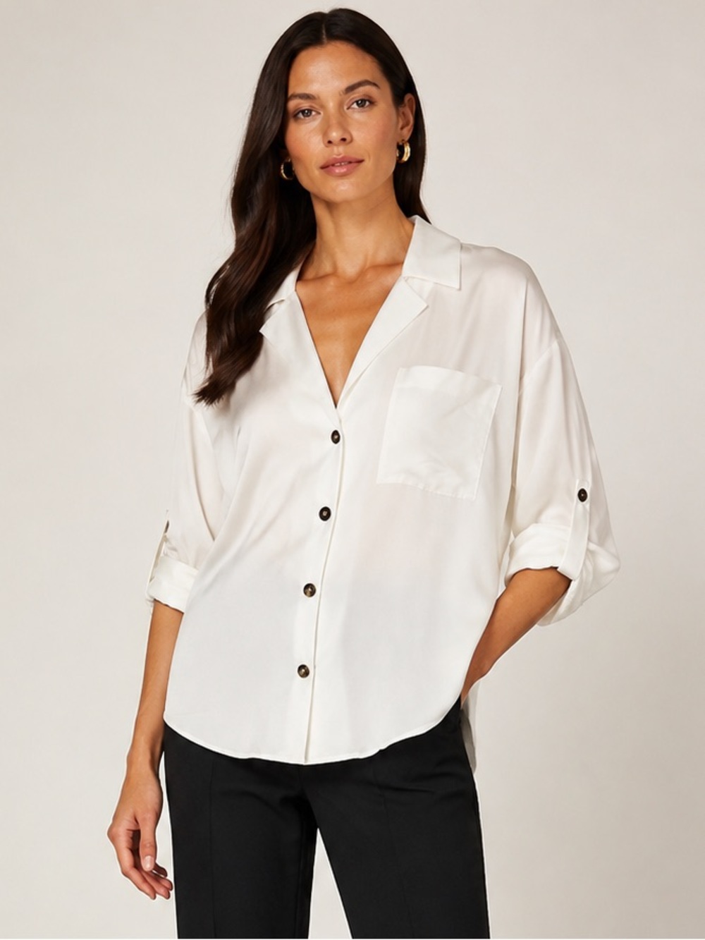 L'Agence Iva Lapel Shirt in the color Ivory XS NWT